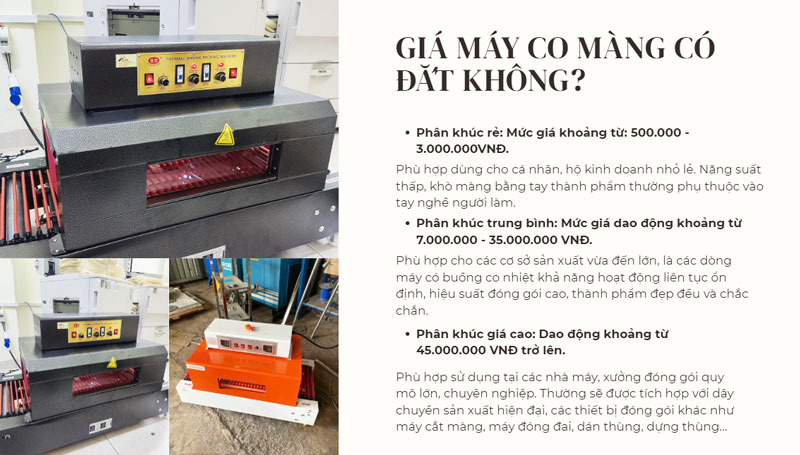 Giá máy co màng có đắt không?