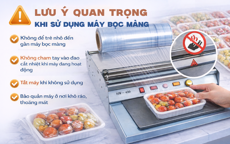 Lưu ý quan trọng khi sử dụng máy bọc màng