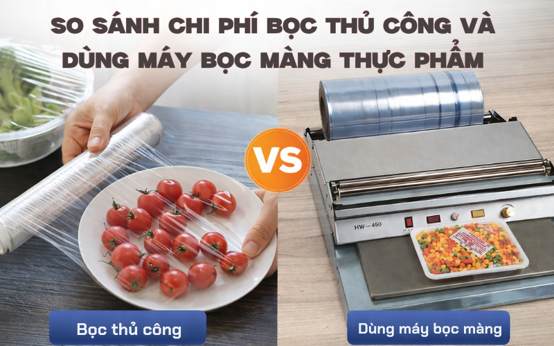 So sánh chi phí bọc thủ công và dùng máy bọc màng thực phẩm