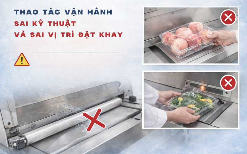 Thao tác vận hành sai kỹ thuật và sai vị trí đặt khay