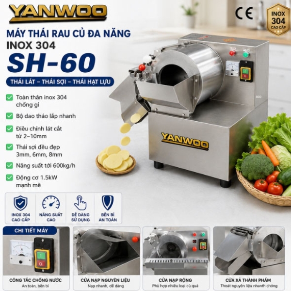 Máy thái rau củ đa năng inox 304 YANWOO SH-60