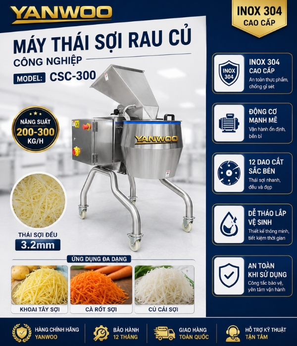 Máy thái sợi rau củ inox 304 Yanwoo CSC-300