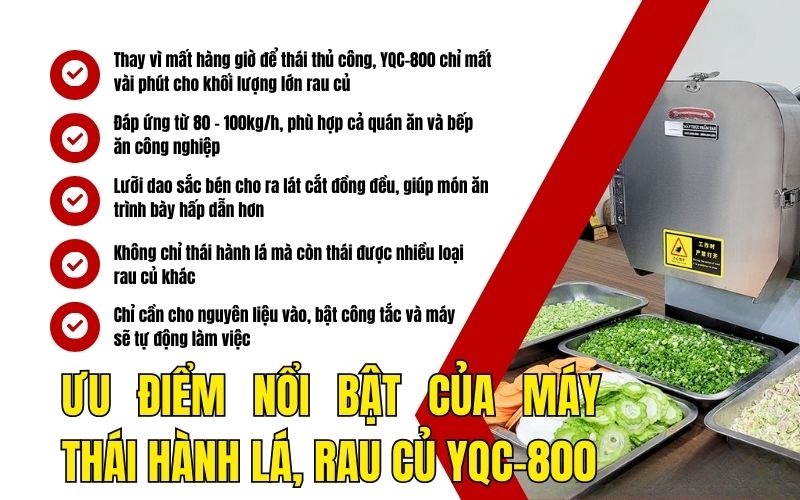 Ưu điểm nổi bật của máy thái hành lá, rau củ YQC-800