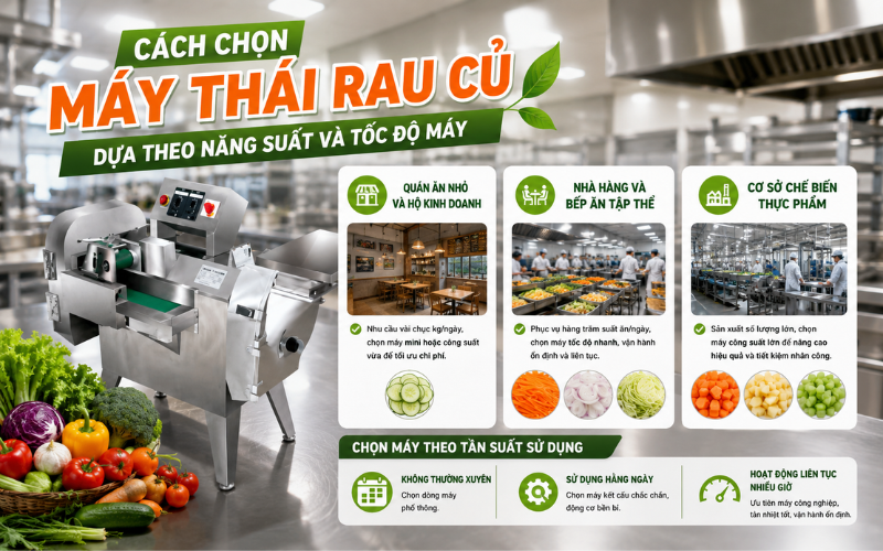 Cách chọn máy thái rau củ dựa theo năng suất và tốc độ máy
