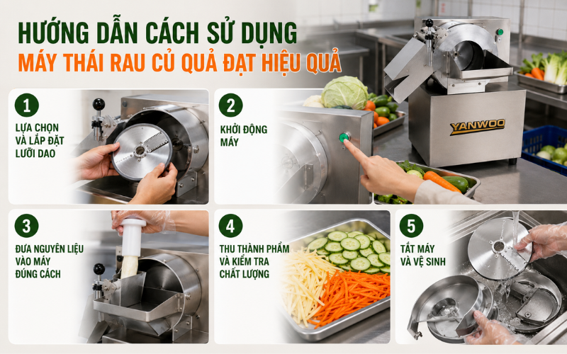Hướng dẫn cách sử dụng máy thái rau củ quả đạt hiệu quả
