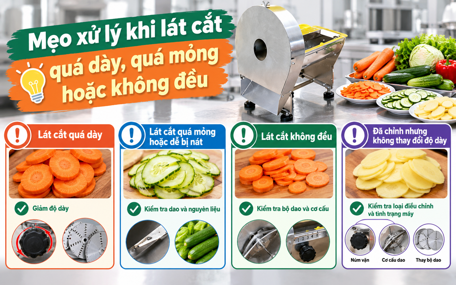Mẹo xử lý khi lát cắt quá dày, quá mỏng hoặc không đều