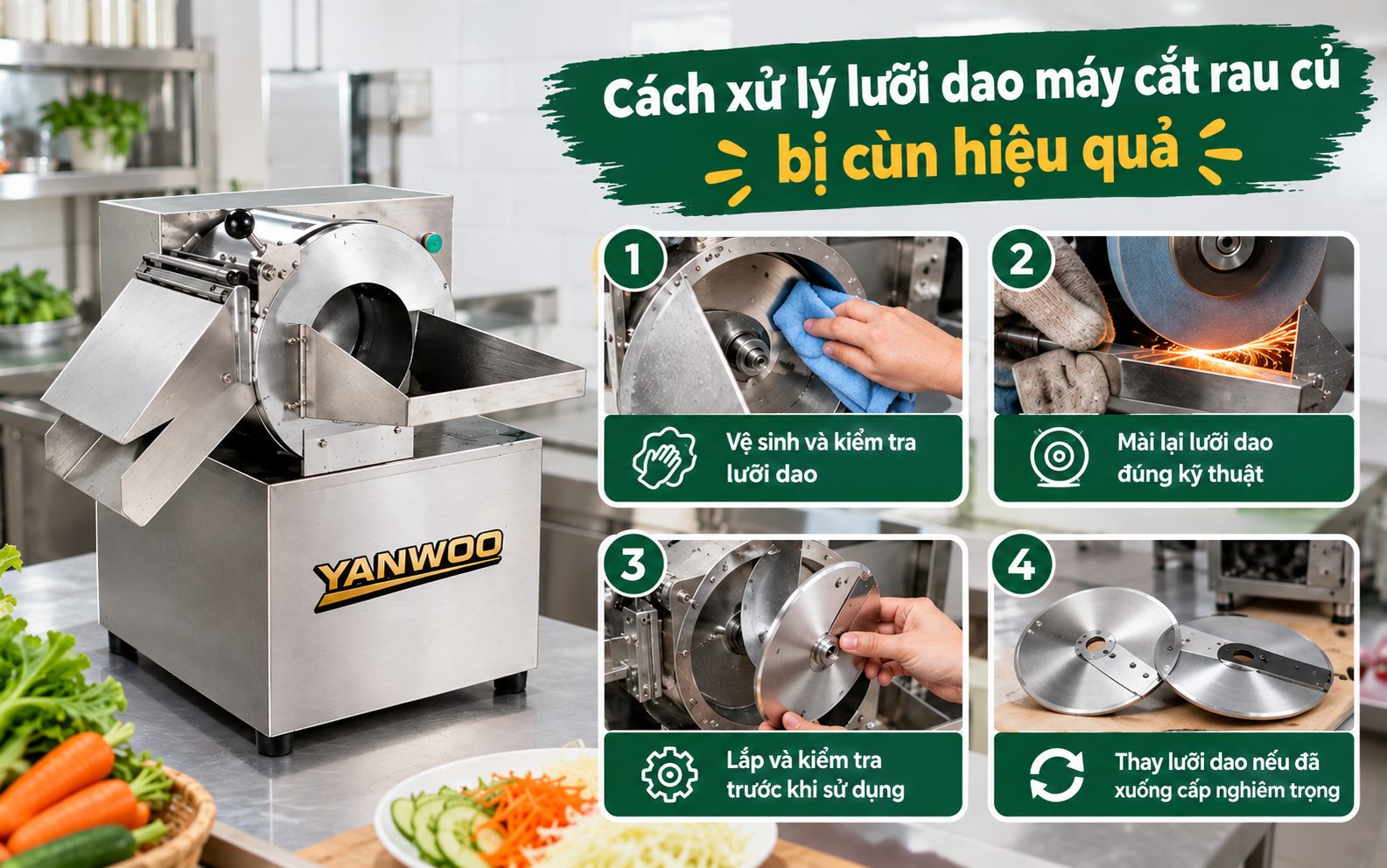 Cách xử lý lưỡi dao máy cắt rau củ bị cùn hiệu quả