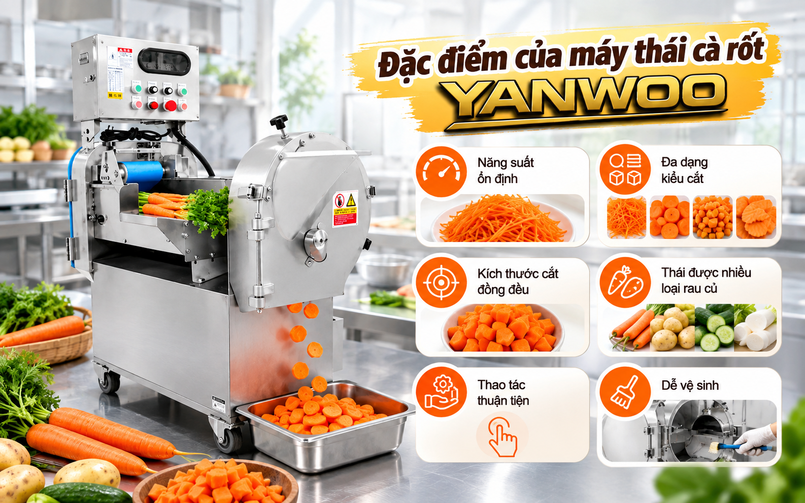 Đặc điểm của máy thái cà rốt Yanwoo