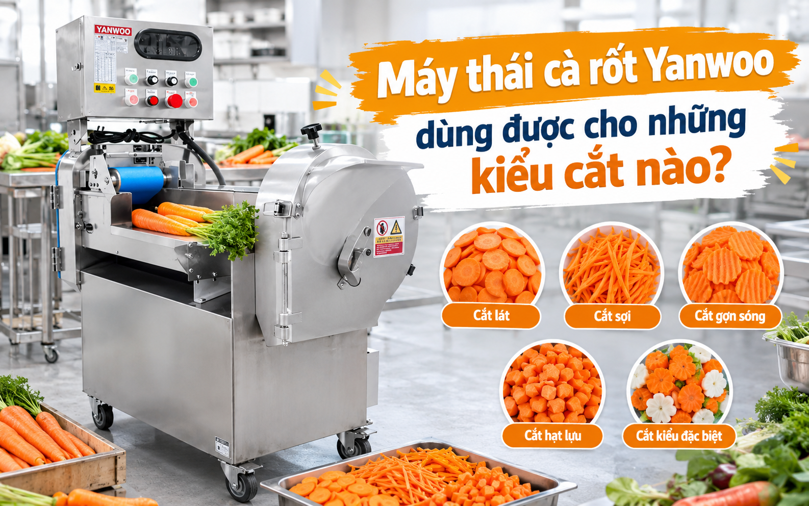 Máy thái cà rốt Yanwoo dùng được cho những kiểu cắt nào?