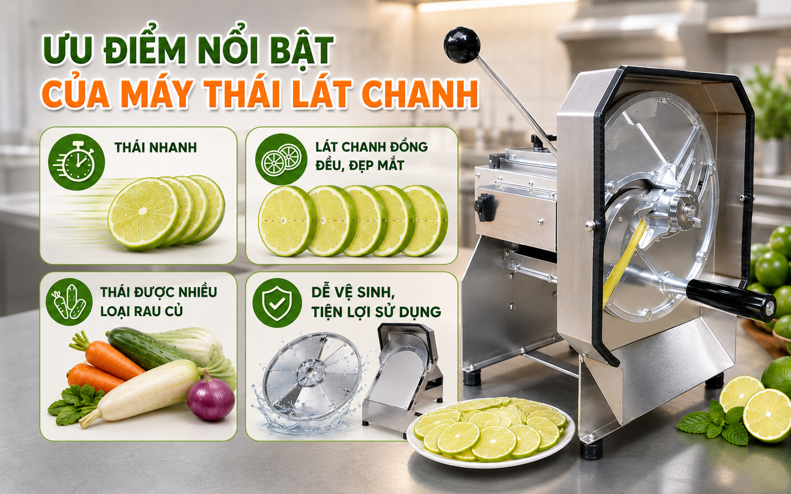 Ưu điểm nổi bật của máy thái lát chanh