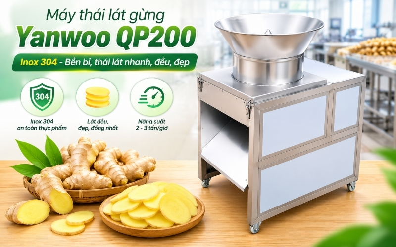 máy thái lát gừng inox 304 Yanwoo QP200