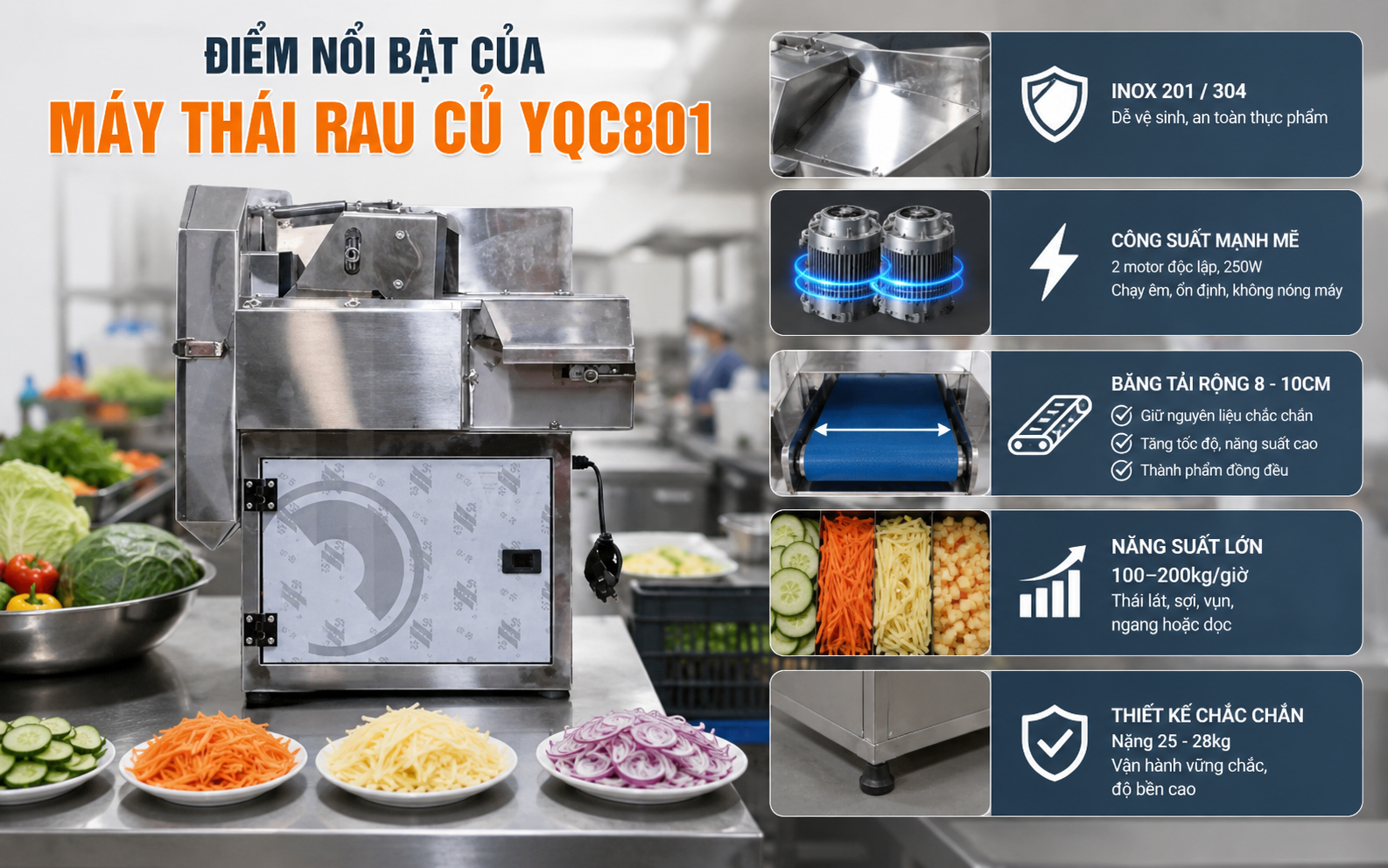 Điểm nổi bật của máy thái rau củ YQC801
