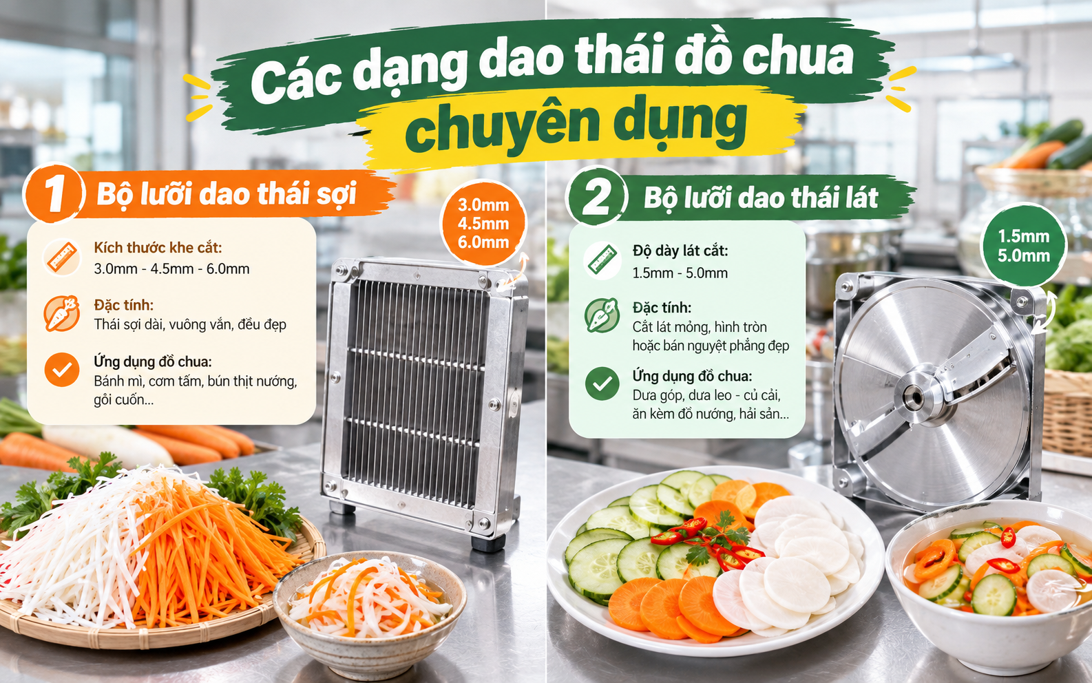 Các dạng dao thái đồ chua chuyên dụng