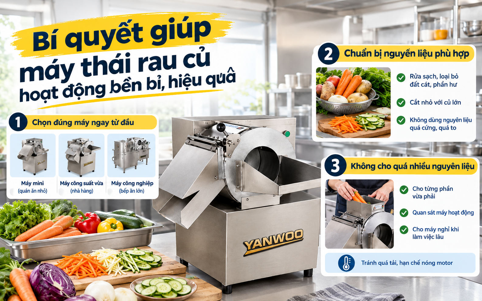 Bí quyết giúp máy thái rau củ hoạt động bền bỉ, hiệu quả