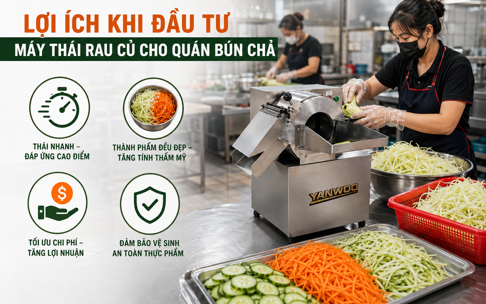Lợi ích khi đầu tư máy thái rau củ cho quán bún chả