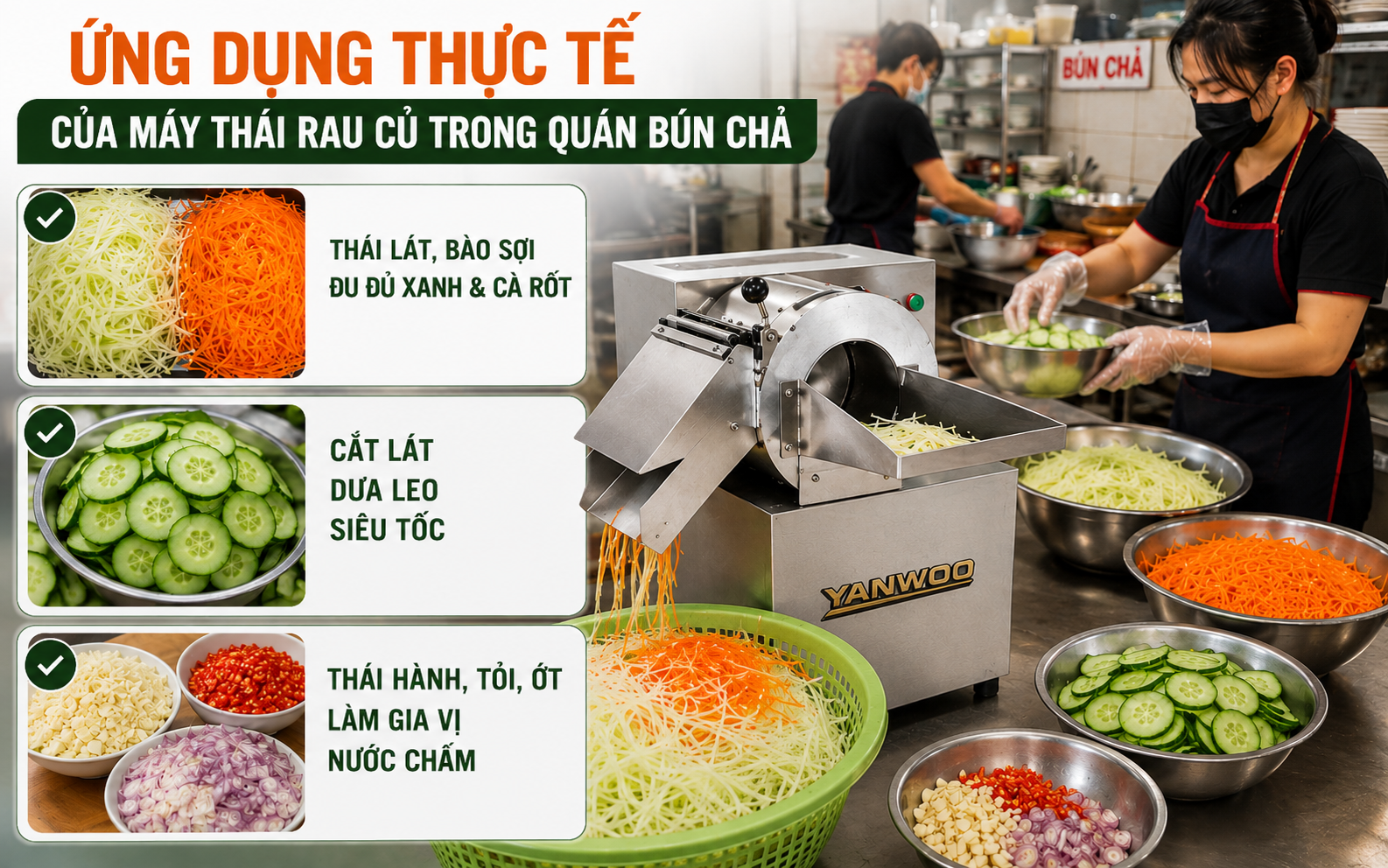  Ứng dụng thực tế của máy thái rau củ trong quán bún chả