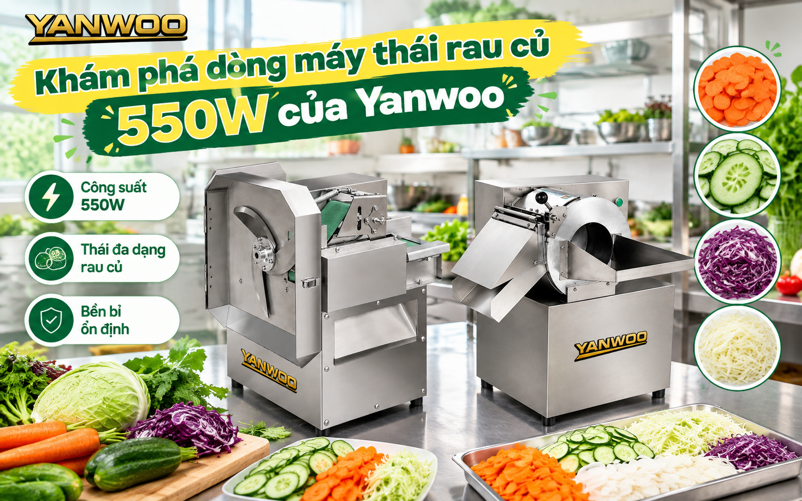 Khám phá dòng máy thái rau củ 550W của Yanwoo