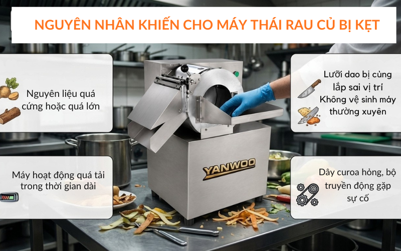 Nguyên nhân khiến cho máy thái rau củ bị kẹt