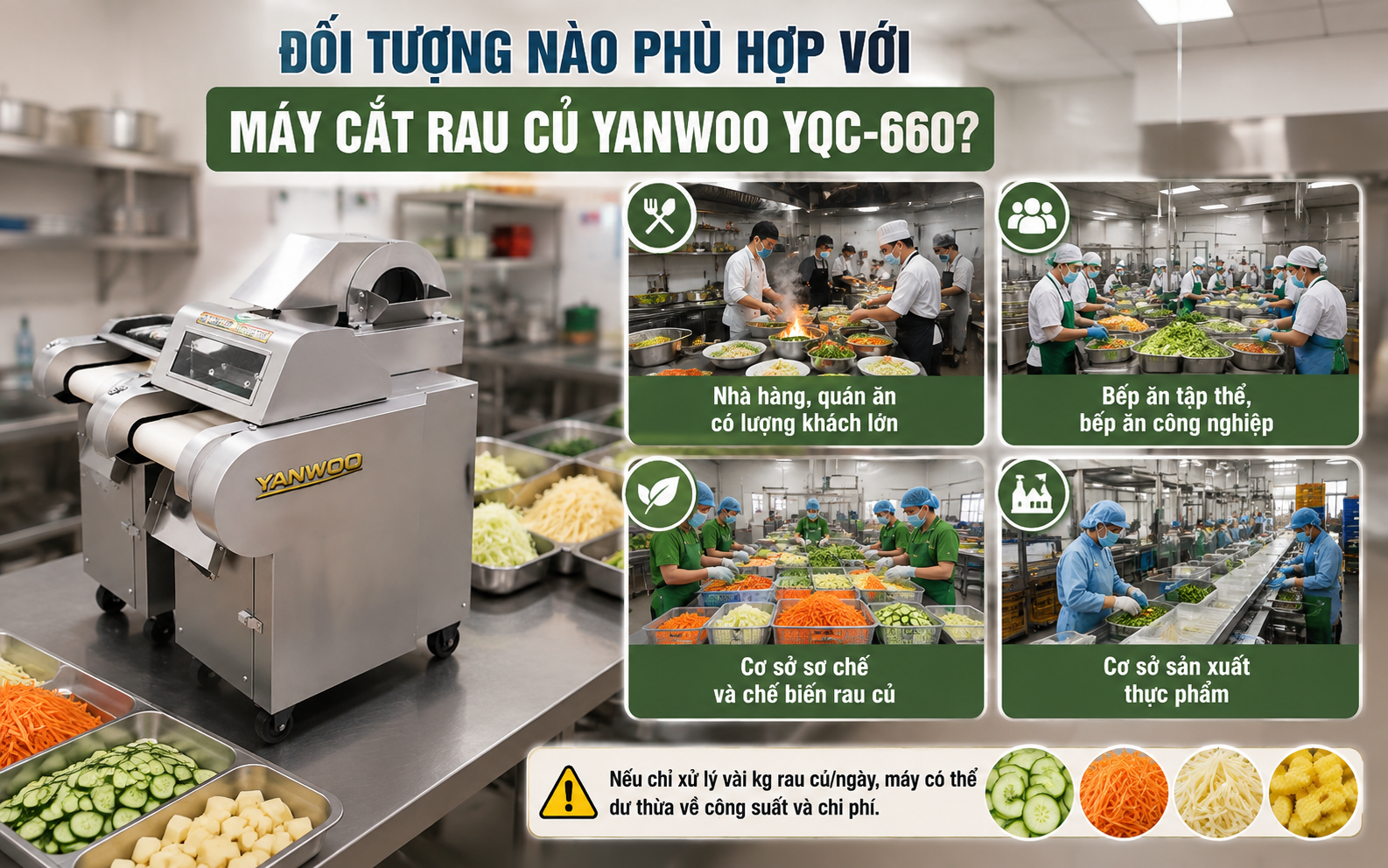 Đối tượng nào phù hợp với máy cắt rau củ Yanwoo YQC-660?
