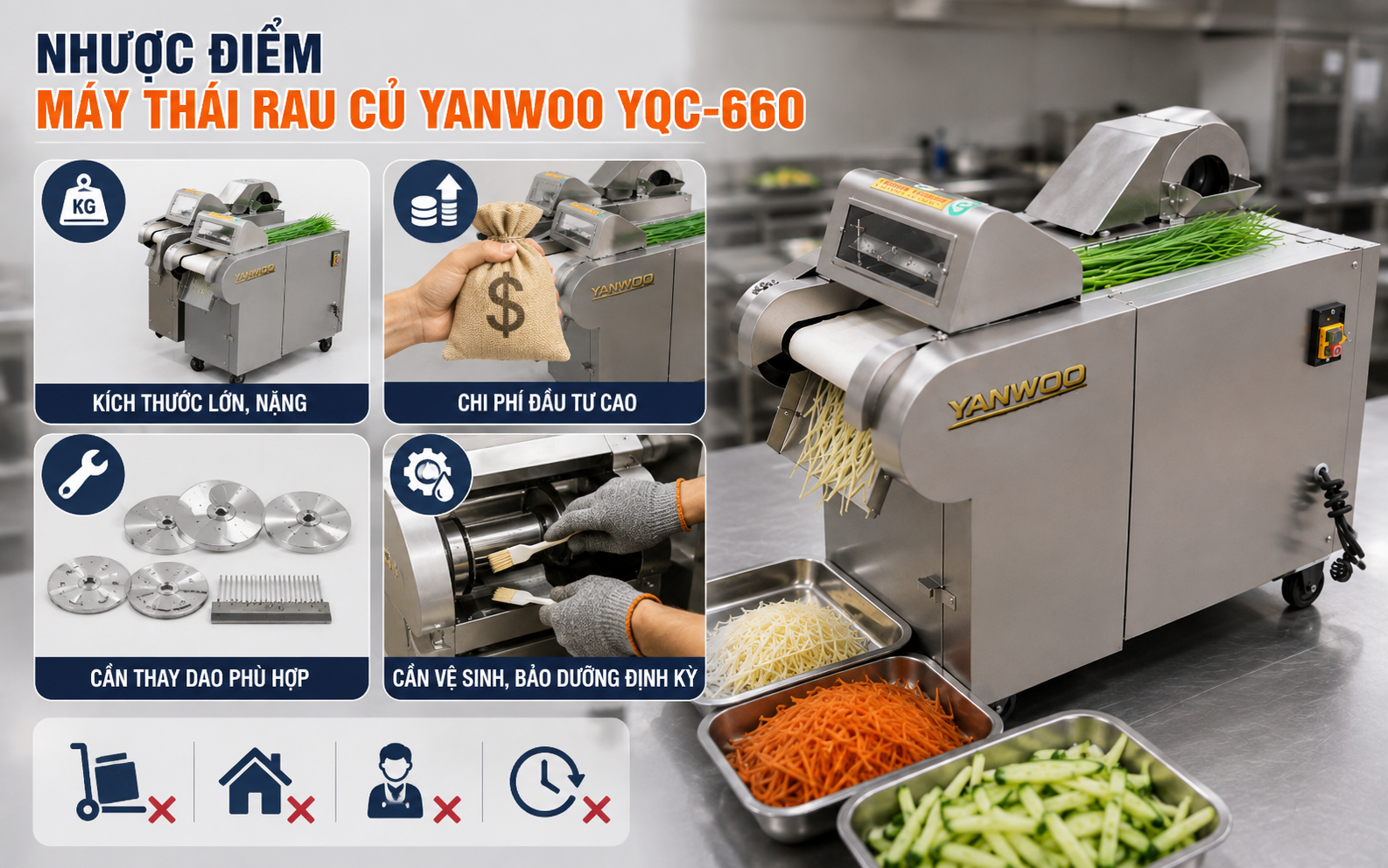Một số nhược điểm của máy thái rau củ Yanwoo YQC-660