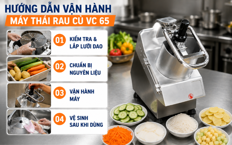 Hướng dẫn vận hành máy thái rau củ VC 65