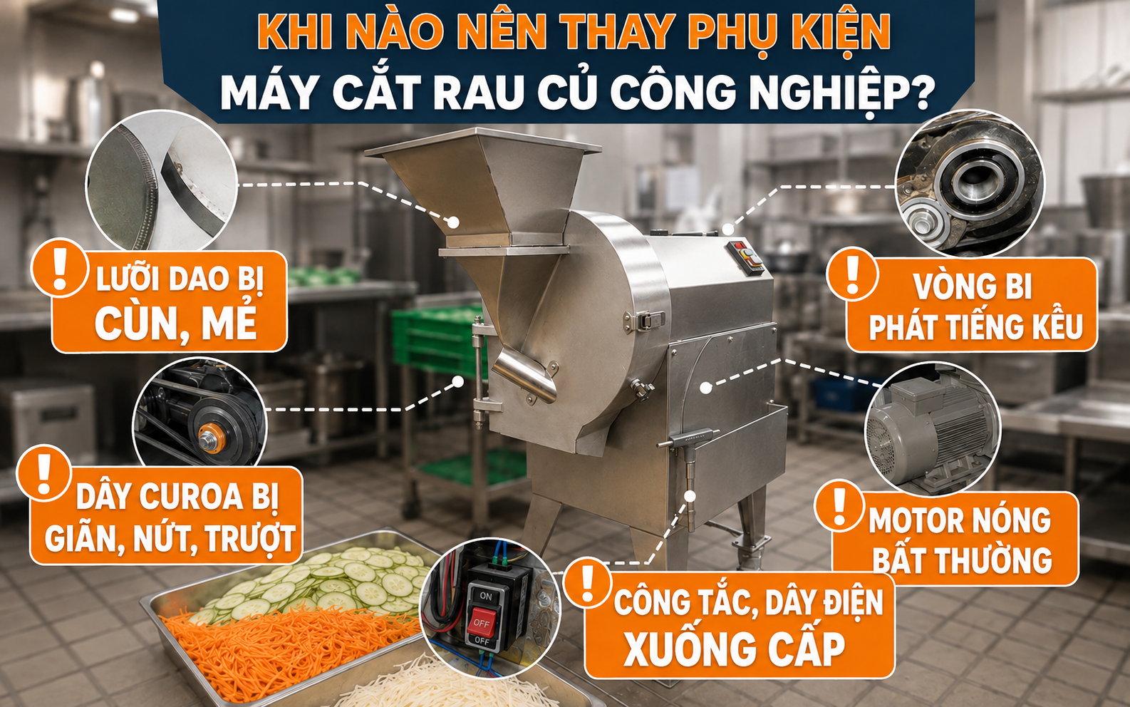 Khi nào nên thay phụ kiện máy cắt rau củ công nghiệp?