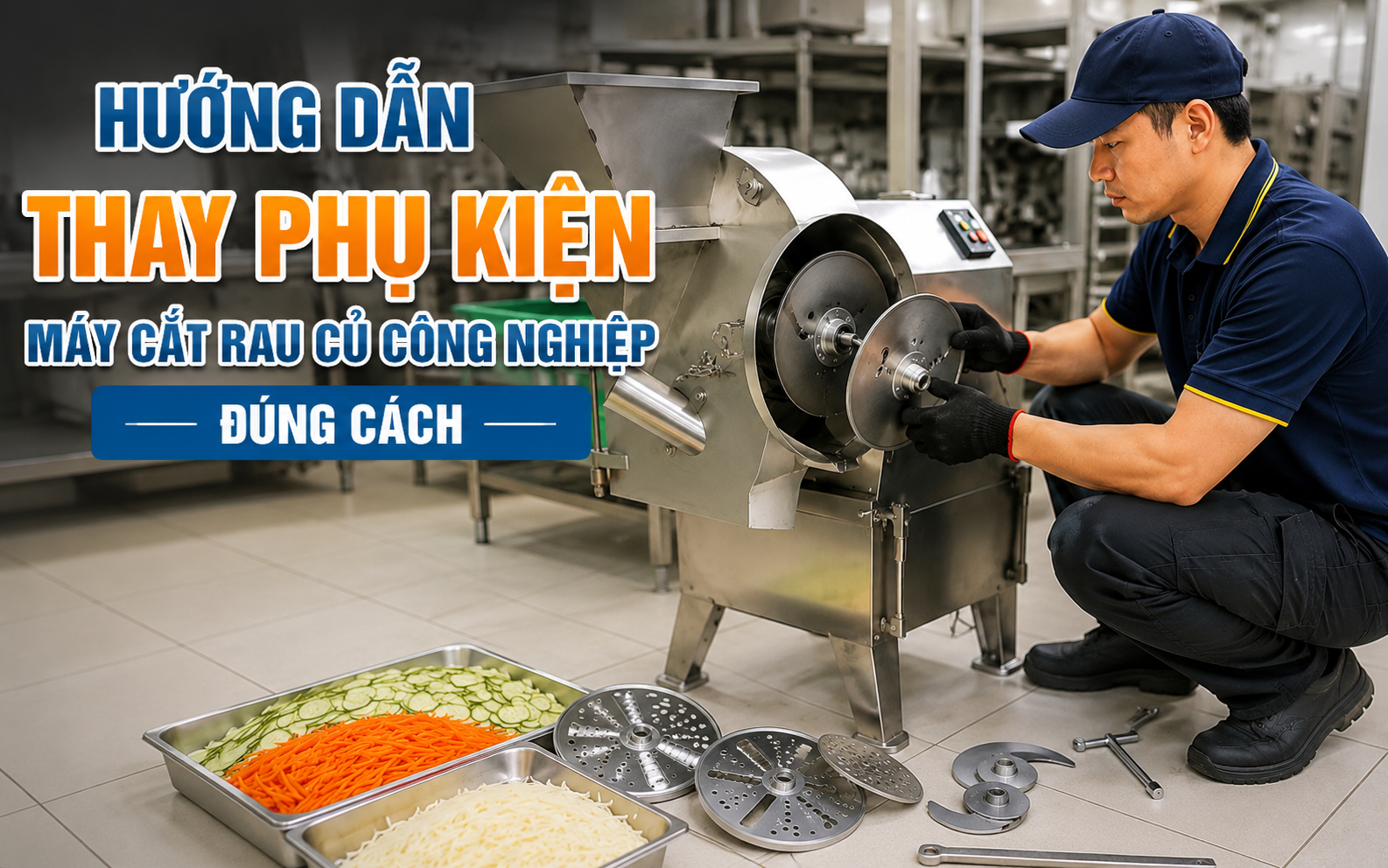 Cách thay phụ kiện máy cắt rau củ công nghiệp