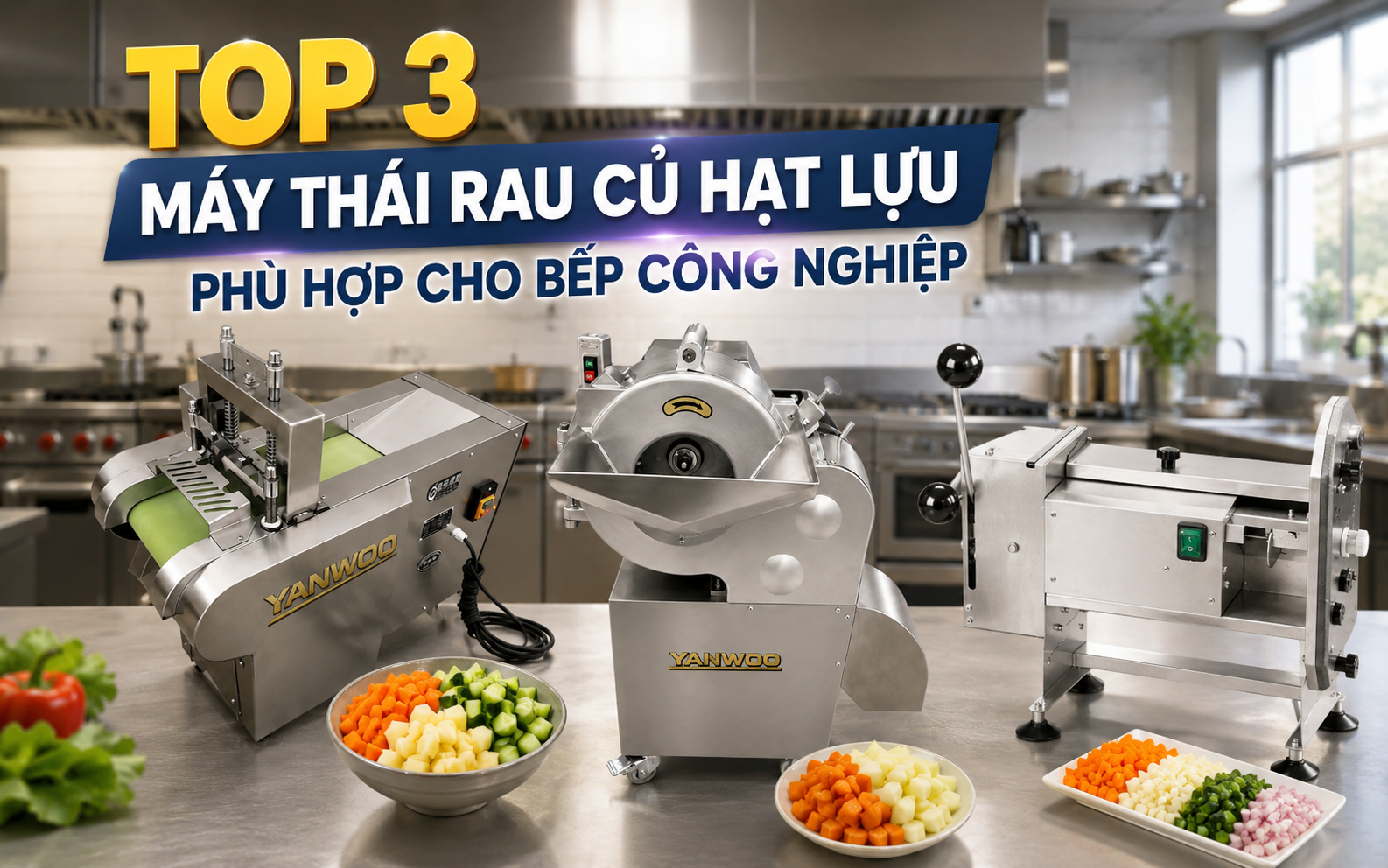 Top 3 máy thái rau củ hạt lựu phù hợp cho bếp công nghiệp