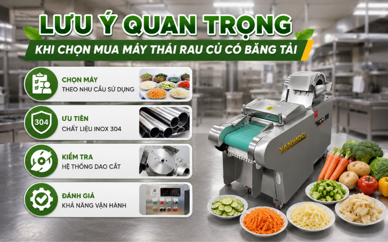 Lưu ý quan trọng khi chọn mua máy thái rau củ có băng tải