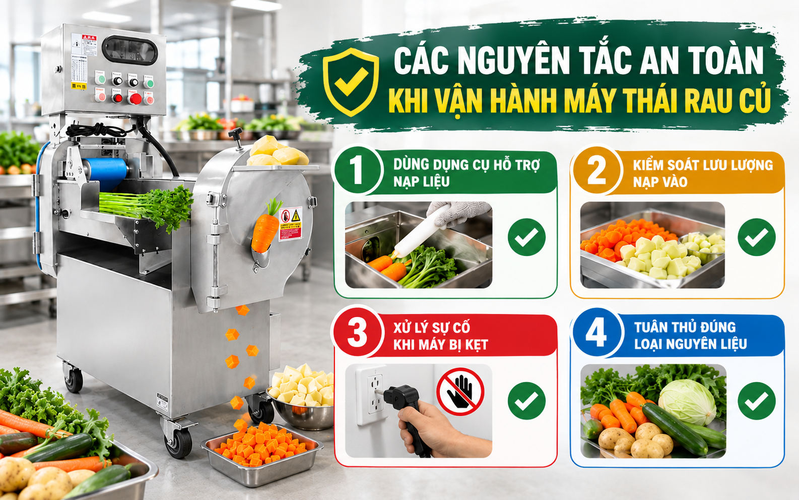 Các nguyên tắc an toàn khi vận hành máy thái rau củ