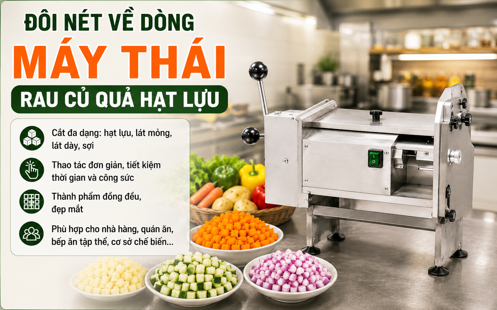Đôi nét về dòng máy thái rau củ quả hạt lựu