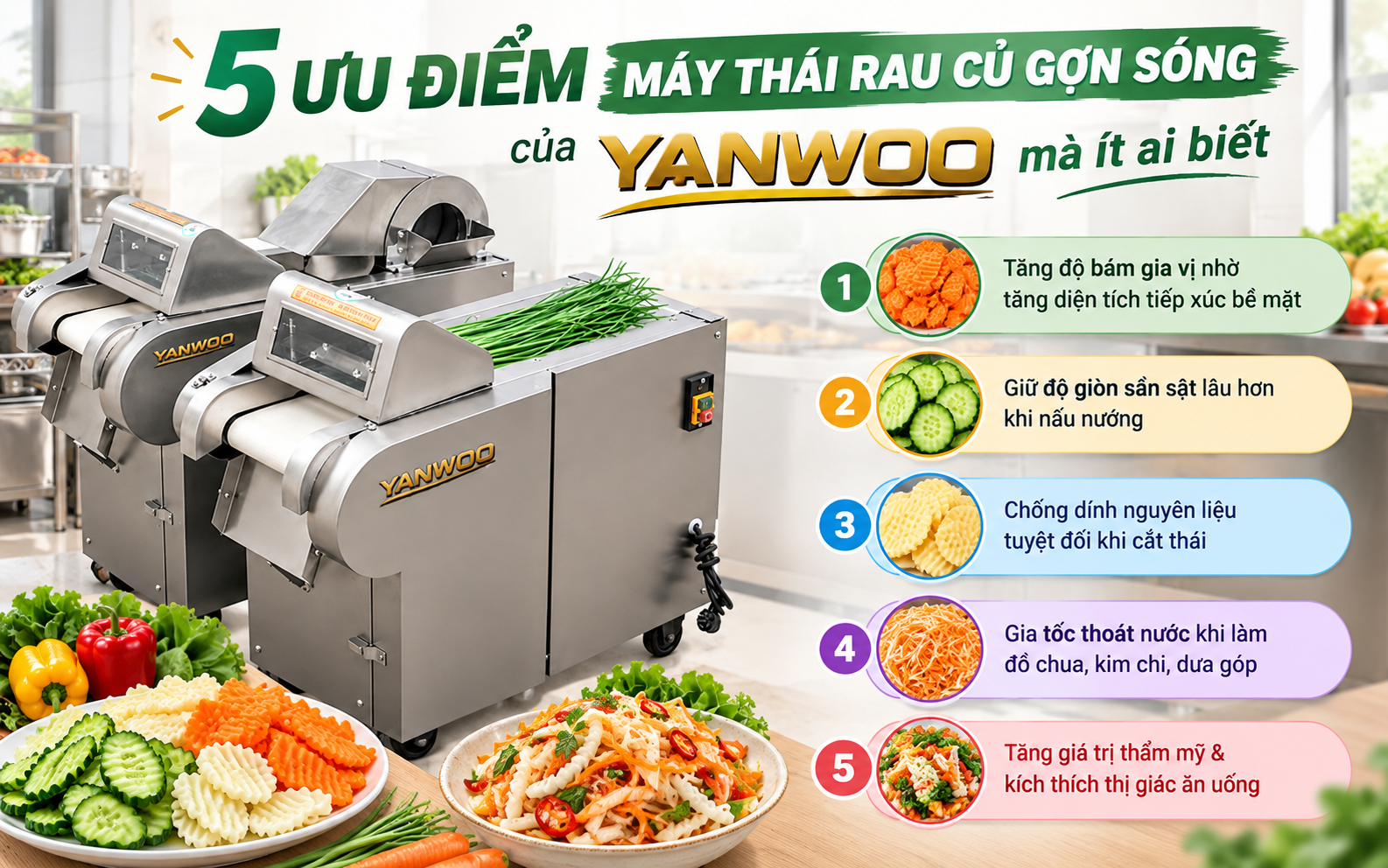 5 ưu điểm máy thái rau củ gợn sóng YanWoo mà ít ai biết