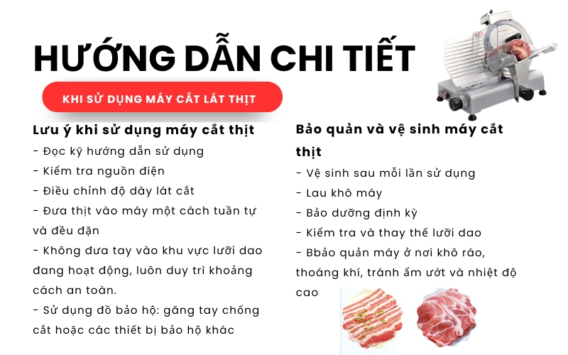 Hướng dẫn chi tiết khi sử dụng máy cắt lát thịt