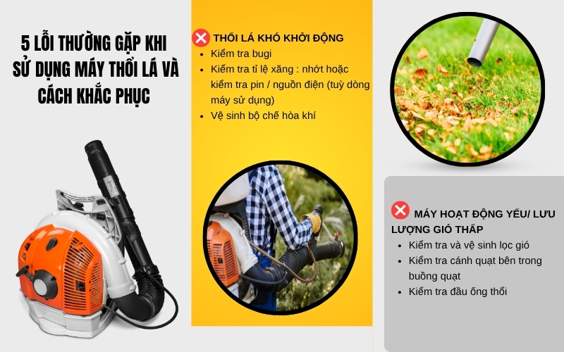 5 lỗi thường gặp khi sử dụng máy thổi lá và cách khắc phục
