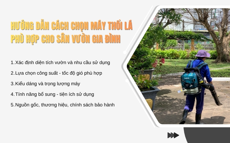 Hướng dẫn cách chọn máy thổi lá phù hợp cho sân vườn gia đình