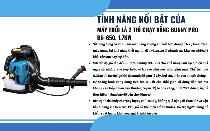 Tính năng nổi bật của máy thổi lá Bunny BN-650