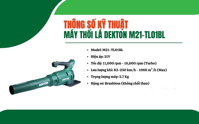 Máy thổi lá Dekton M21-TL01BL (Combo 2 pin T4-26)