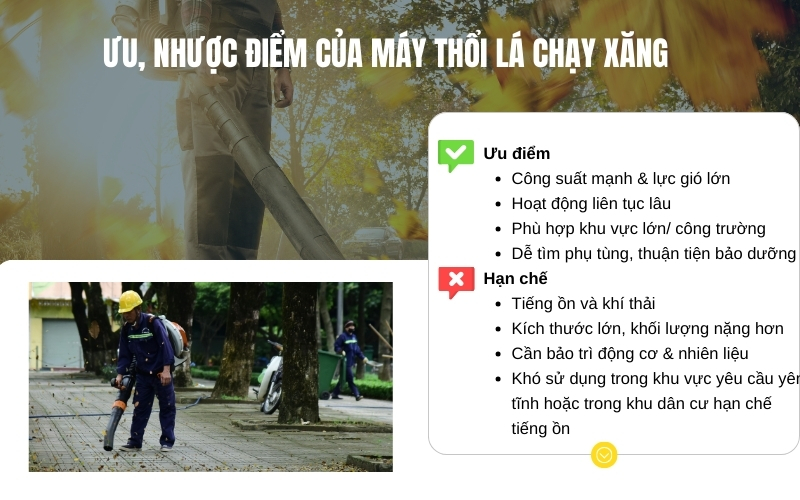 Ưu, nhược điểm của máy thổi lá chạy xăng