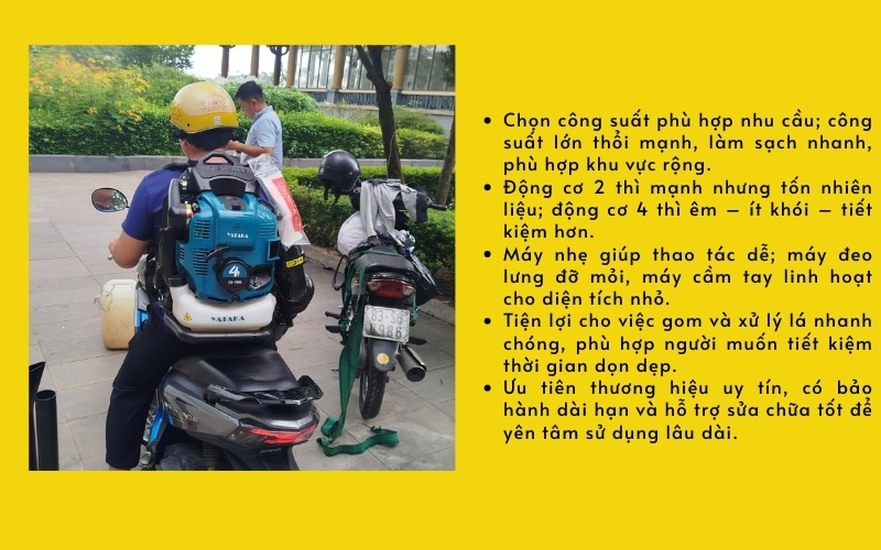 Một vài lưu ý quan trọng khi chọn mua máy thổi lá cây