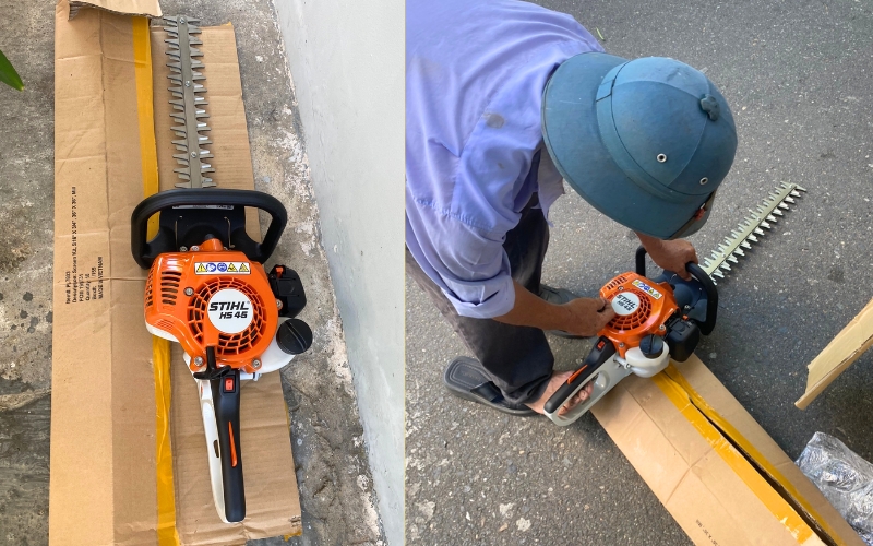 Bàn giao máy tỉa hàng rào cho khách