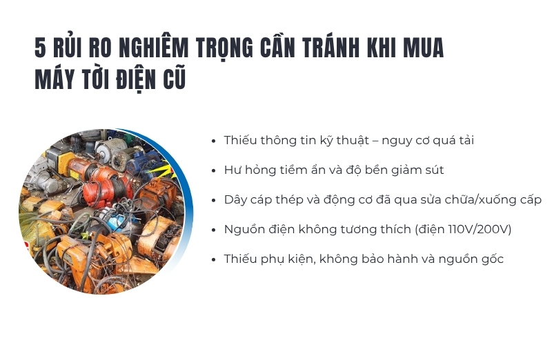 5 rủi ro nghiêm trọng cần tránh khi mua máy tời điện cũ