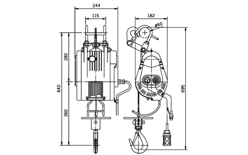 Bản vẽ chi tiết tời điện 100kg