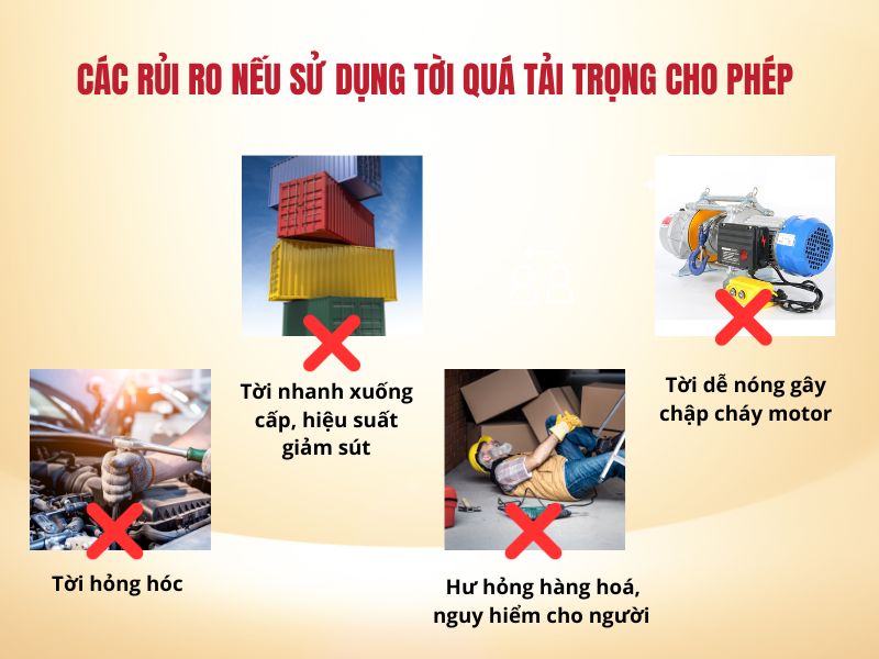 Các rủi ro nếu sử dụng tời quá tải trọng cho phép