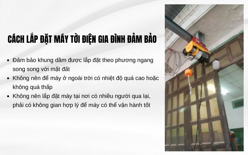 Cách lắp đặt máy tời điện gia đình đảm bảo