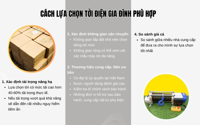 Cách lựa chọn tời điện gia đình phù hợp