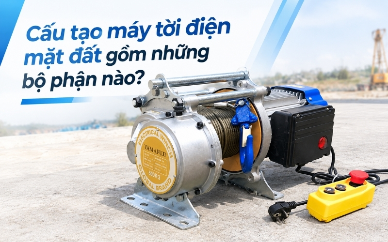 Cấu tạo máy tời điện mặt đất gồm những bộ phận nào