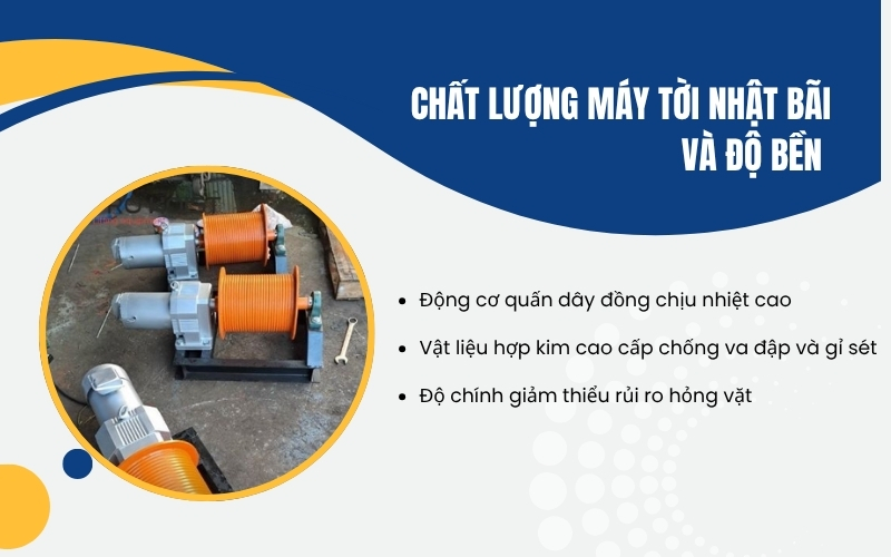 Chất lượng máy tời Nhật bãi và độ bền  
