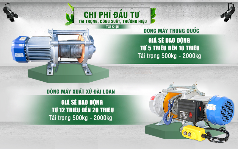 Chi phí đầu tư cho tời điện kéo mặt đất hiện nay