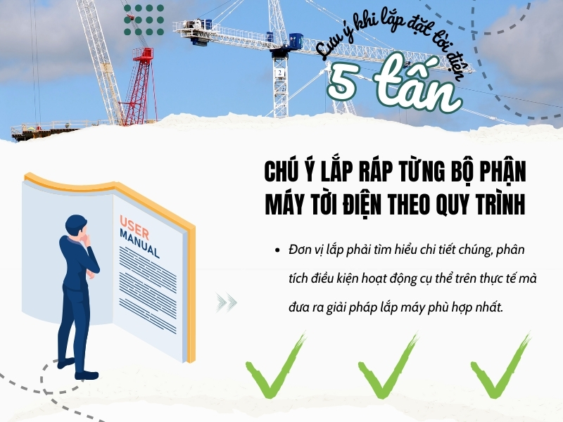 Chú ý lắp ráp từng bộ phận máy tời điện theo quy trình
