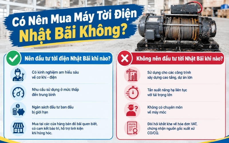 Có nên mua máy tời điện Nhật Bãi không